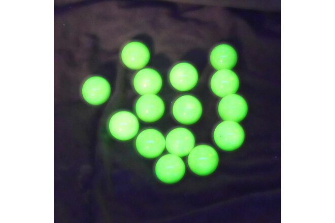 lot of 36 Art Glass 1" Shooter Marble Uranium Glow Green Neon Blacklight