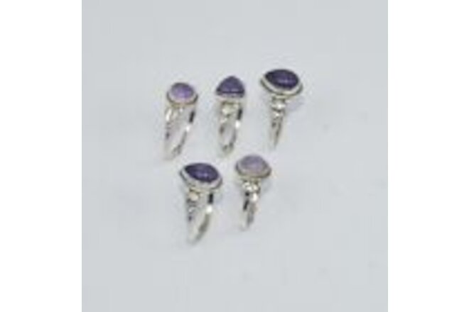 WHOLESALE 5PC 925 SOLID STERLING SILVER PURPLE AMETHYST RING LOT GTC308 v776
