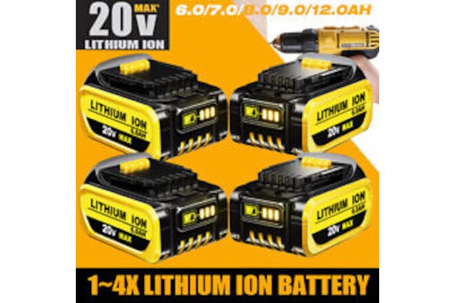 PACK For DeWalt 20V 20 Volt Max Lithium Ion DCB206-2 DCB205-2 For DCB200 Battery