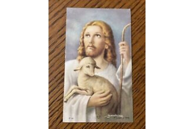 Prayer Funeral Card Jesus Holding Lamb Halo Arco P14 Italy Philadelphia 1966