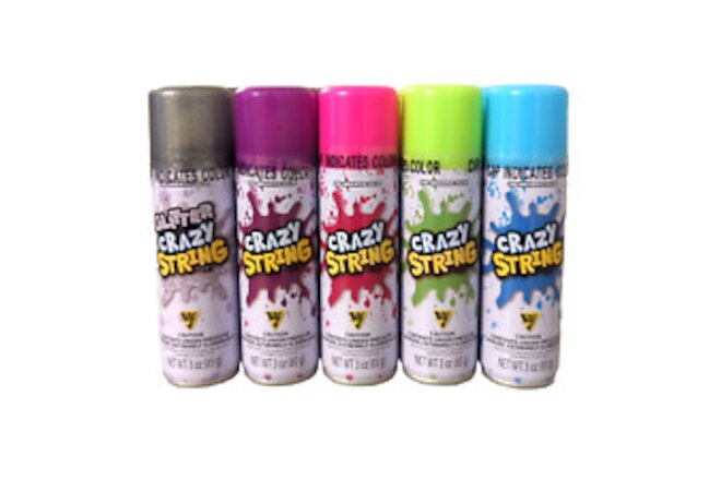 26 Crazy String Cans 3oz Silly Birthday Party Wedding Glitter Assorted Colors