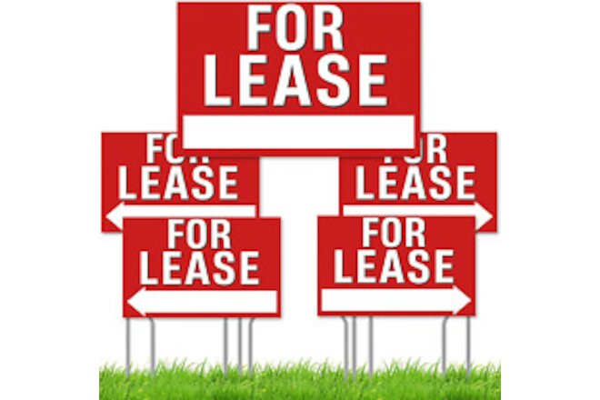 5 Pcs 12 X 16 Inch for Rent Sign with Stand Double Sided Corrugated Plastic Red