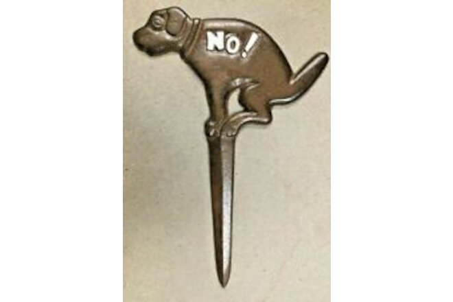 No Pooping Dog Potty Dumping Yard Lawn Sign Cast Iron Garden Stake WHITE LETTERS