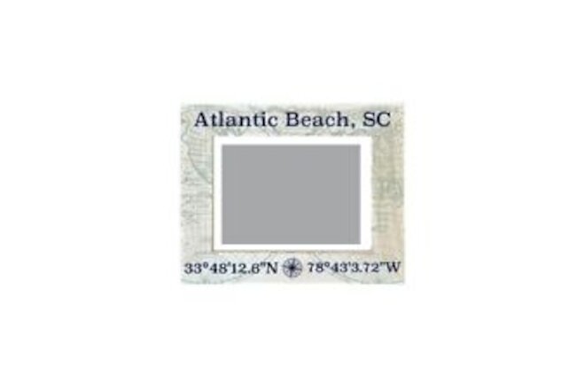 Atlantic Beach South Carolina Souvenir Wooden Photo Frame Compass Coordinates