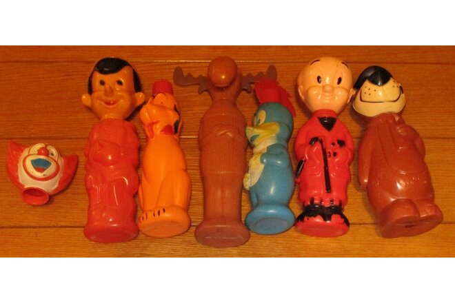 Soaky Bottle Lot (6) W Pinocchio + Pluto + Bullwinkle + Woody Woodpecker + Bonus