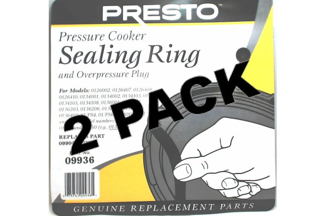 2 Pk, Presto Pressure Cooker Sealing Ring Gasket, 09936