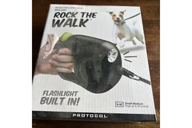 Rock The Walk 16ft Retractable Dog Leash W/ Light For Small-Med Dogs Up To 26lbs