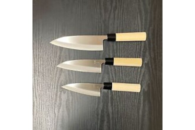 Traditional Japanese Lefty Deba Left-Handed Fillet Knife Stainless Steel Blade