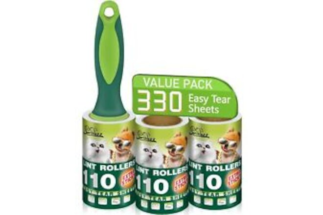 Lint Rollers for Pet Hair Extra Sticky 330 Sheets Mega Value Set Roller with ...