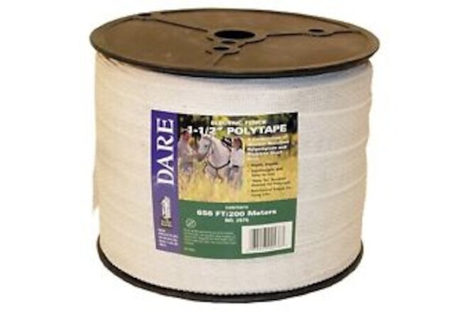 Electric Fence Tape,White Poly & 15-Wire Stainless Steel,1.5-In.x656-Ft. -2576