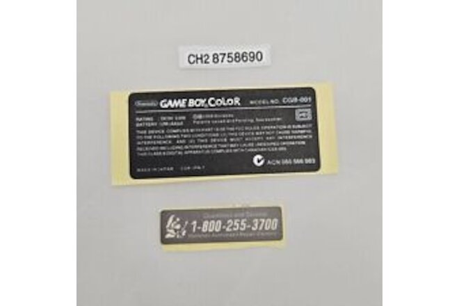 Nintendo Game Boy Color GBC Replacement Sticker Label US