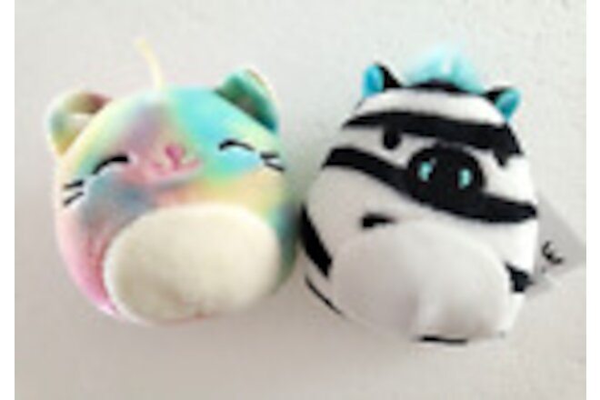 Squishmallows Micromallows 2.5" Cali Caticorn Cat & Zeke Zebra Plush Lot of 2