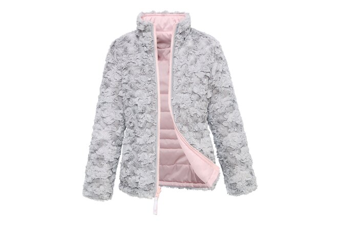 Rokka&Rolla Girls' Reversible Sherpa Fleece Puffer Jacket Winter Bubble Coat