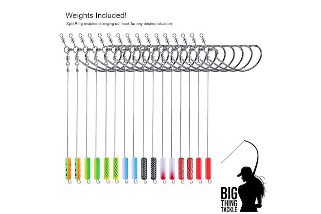 16 pcs Drop Shot Rig, Punch Shot Rig, with weights and hook, for Bass Fishing