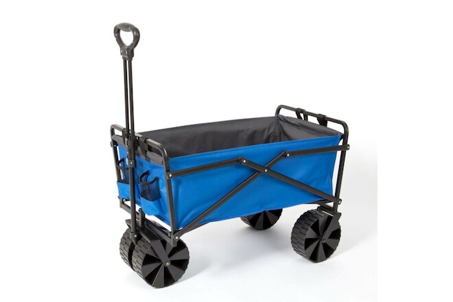 Seina Powder Coated Steel Garden Cart Beach Wagon, Blue & Grey (Open Box)