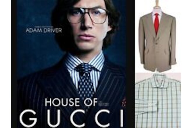 House of Gucci Wardrobe Adam Driver Leonard Logsdail Bespoke Linen Suit 42L