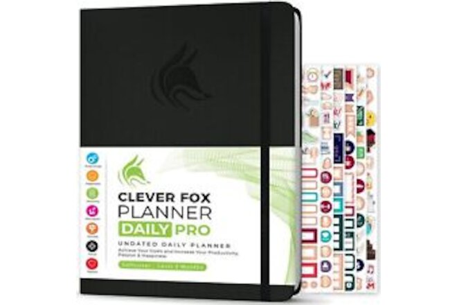 Clever Fox Planner Daily PRO - 8.5 x 11" A4 Size 8.5" x 11", Black (Undated)