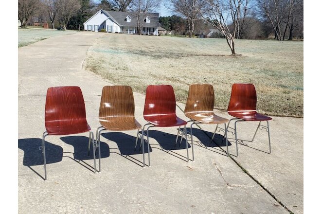 Lot of 5 Pagholz Molded Plywood Stacking Chairs Mid Century Modern  Germany