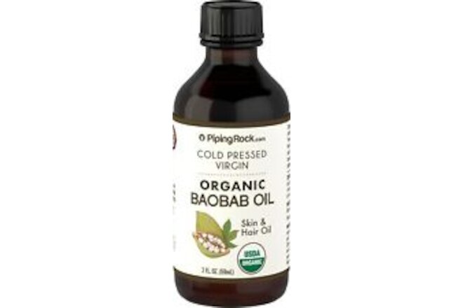 Baobab Oil Organic | 2 fl oz | For Hair, Skin, and Face | by Piping Rock