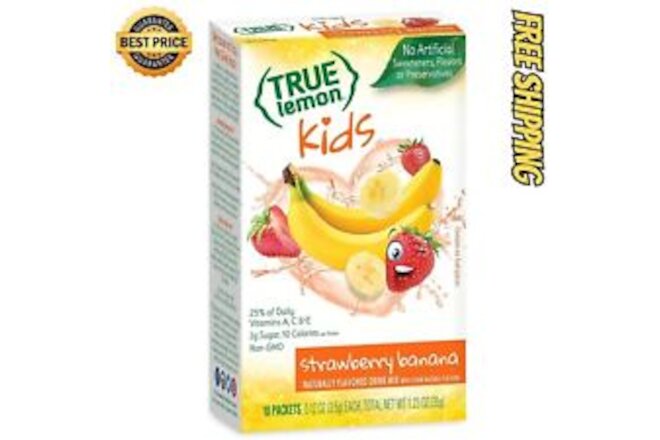 Strawberry Banana Kids Drink Mix (10 Packets) - No Preservatives or Artificial F