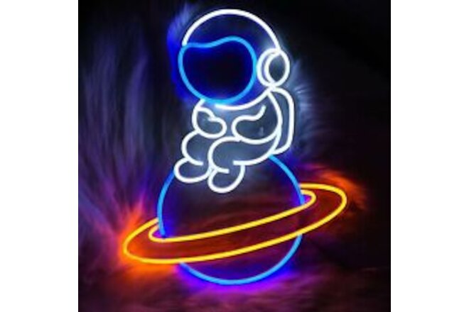 Astronaut Sitting on Planet LED Neon Sign Big Neon Light Sign Neon Wall Light...