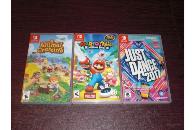 Animal Crossing New Horizons Mario Rabbids Kingdom Battle Just Dance 2017 Switch