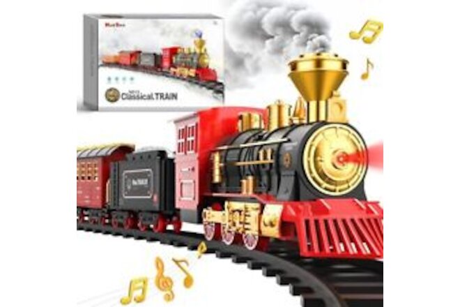 Train Set - Train Toys for Boys w/Smokes, Lights & Sound, Toy Train Classic