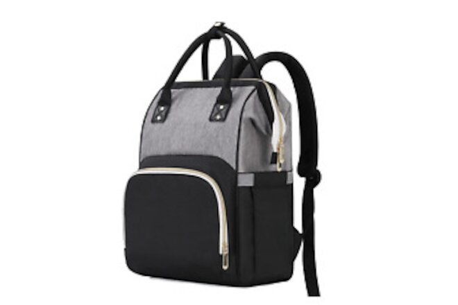 Large Capacity Baby Bag, Travel Diaper Bag Maternity Nappy Backpack (BLACK/GRAY)