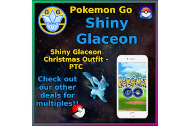 Shiny Glaceon - Christmas Outfit - Pokémon GO - Pokemon Mini P T C - 50-100k!