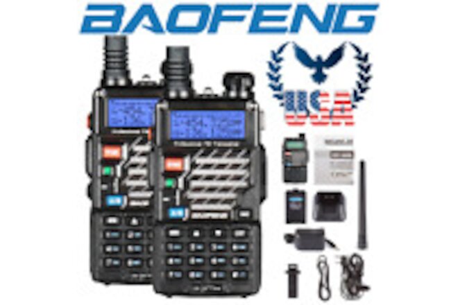 US 2x Baofeng UV-5R+ Dual-Band 2m/70cm VHF UHF FM Transceiver Ham Two-way Radio