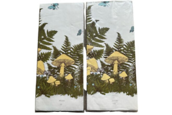 Vintage Hallmark Mushrooms Butterfly Paper Party Table Cover 60x102 SET OF TWO