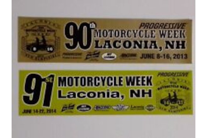 Laconia Bike Week Bumper Stickers (Lot of 2)  2013 & 2014 Motorcycle NEW