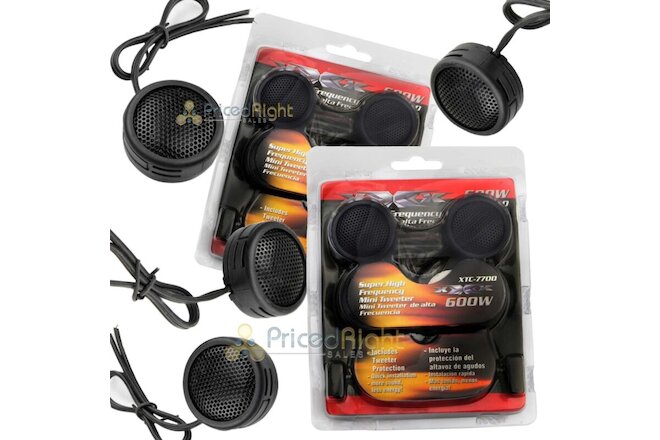 Two Pairs of 600W Super High Frequency Mini Car Dome Tweeters Built-In Crossover