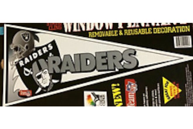 Vintage RAIDERS NFL Football Pennant Decal Window 1995 17” Oakland LA Las Vegas