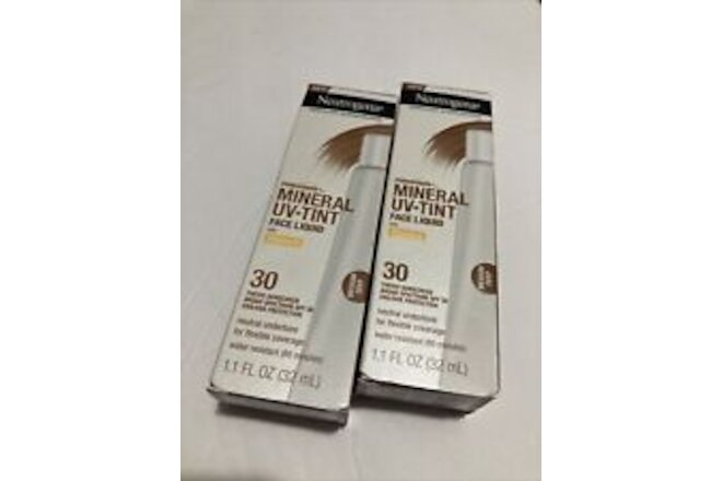 2 Neutrogena Purescreen Mineral UV Tint Face Liquid Sunscreen MEDIUM DEEP