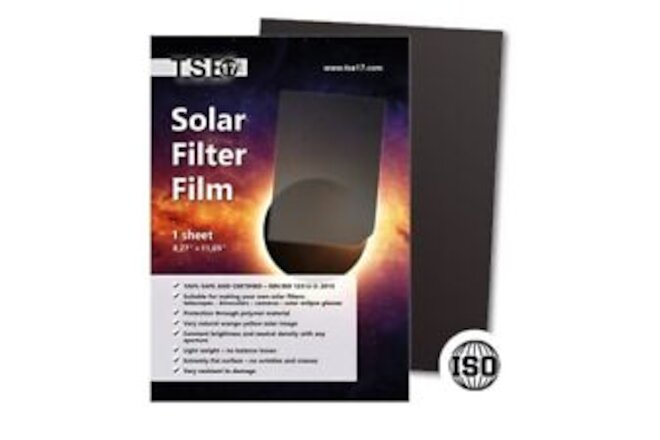 Solar Eclipse (Glasses) Camera Filter Sheet 8.5 x 11.75 made by TSE17 in Germany