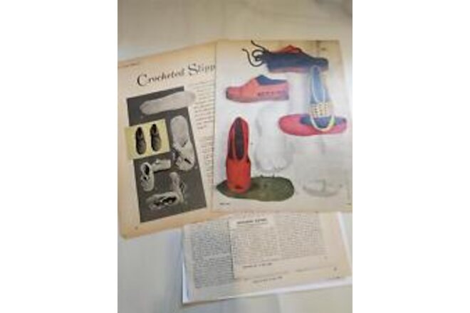 CROCHET SLIPPERS 1949 Woman's Day Article Reproduction Copy Pattern Instructions