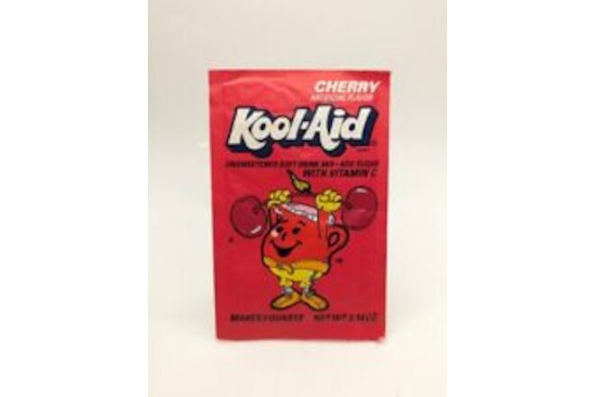 Vintage Cherry 5 Oz Kool Aid packet unopened Cherry Red Lifting Weights