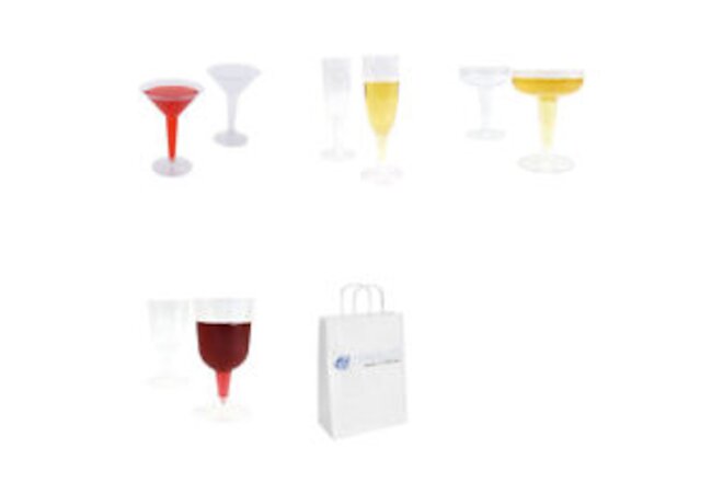 Clear Plastic Champagne Flute Martini Wine Glasses - Wedding Event Party Cups