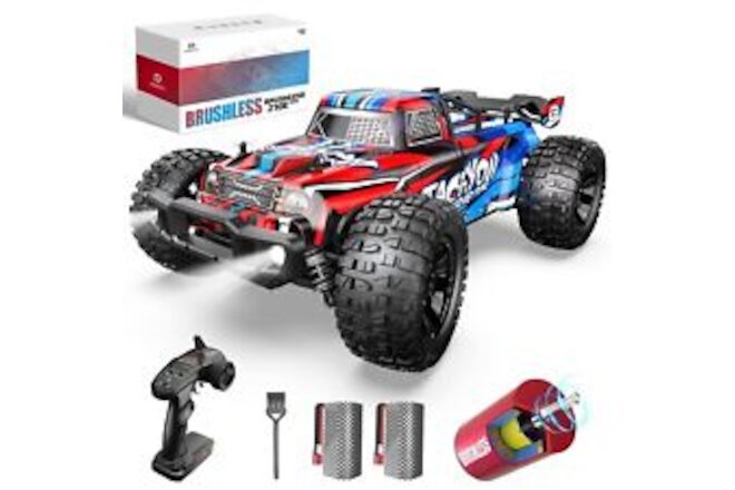 DEERC 1:10 Large Brushless RC Car for Adults, 3S 4X4 RTR High Speed Monster T...