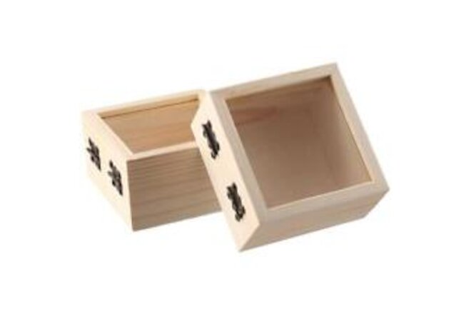 1/3pcs Wooden/Glass Gift Wrapping Wooden Box Glass Lid Storage Case  Living Room
