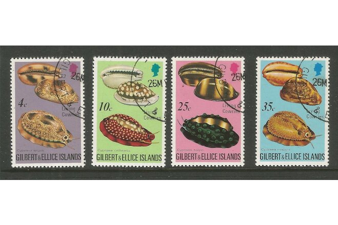 GILBERT & ELLICE ISLANDS 1975, COWRIE SHELLS (4), S.G 247-250 CTO/USED (o)