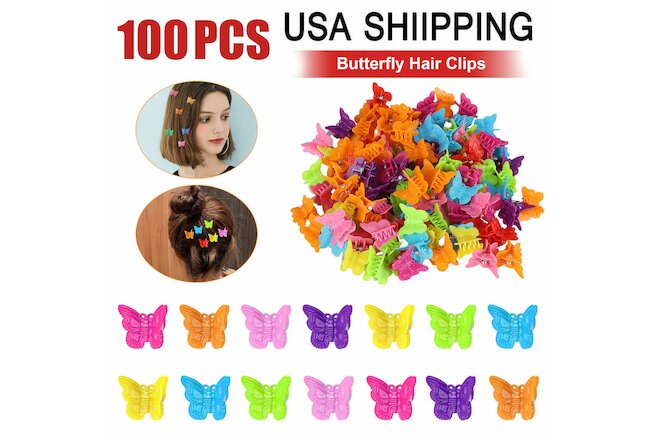 100Pcs Butterfly Hair Clips Claw Barrettes Mini Jaw Clip Hairpin for Women Girls
