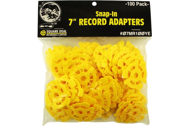 (100) Flat Yellow Adapters / Inserts for 7" 45rpm Vinyl Records 45s EP Single