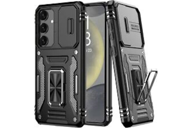 For Galaxy S24 Case Slim Fit Silicone Shockproof Screen Guard & Ring Kickstand.