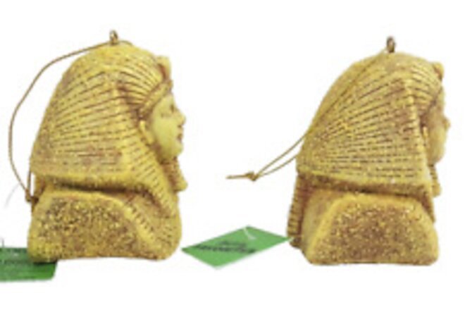 World Market Egyptian Ancient Pharaoh Heads Set Of 2 Sandstone Look Resin NWT