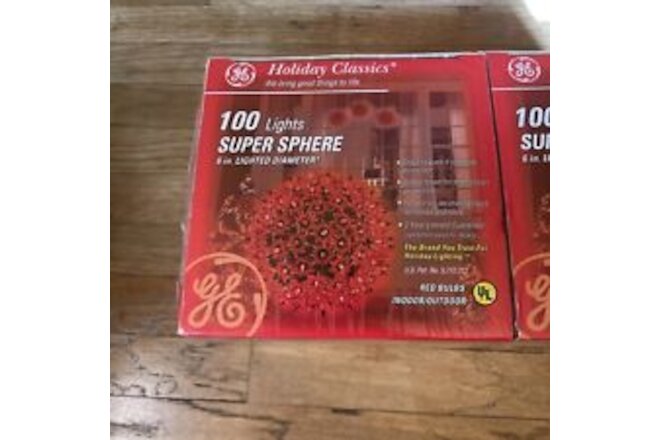 2 GE Holiday Classics 100 Light Super Sphere 6" Red Globe Indoor/Outdoor New