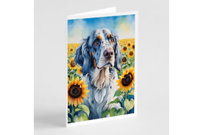 English Setter in Sunflowers Greeting Cards Envelopes Pack of 8 DAC6075GCA7P