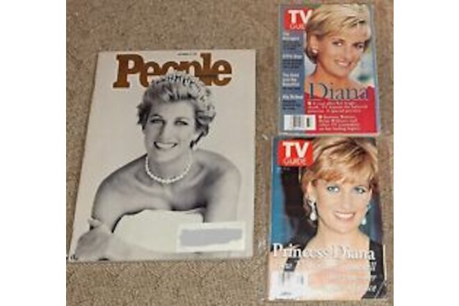 Princess Diana Lot of 3 Magazines Collectible People Magazine TV Guide Vintage