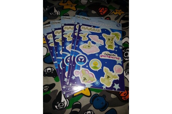 5 sheets Neopets Harris JUMBO stickers w/ RARE ITEM CODE party favor acid free